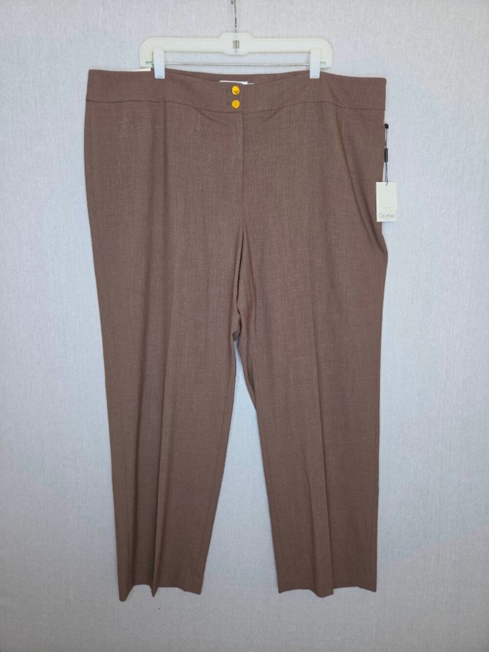 NWT Calvin Klein Brown Straight Leg Dress Pants Size 22W Traditional Fit Office
